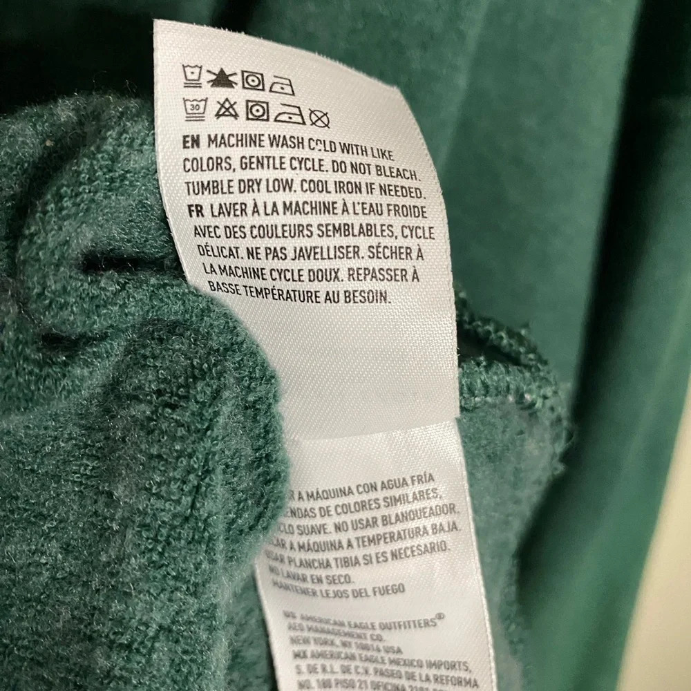 American Eagle Green sweatshirt XL Sherpa collar Super Soft Goblin Gremlincore - Picture 4 of 7